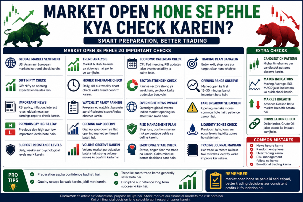 Market Open Hone Se Pehle Kya Check Karein? Complete Beginner Guide 2026