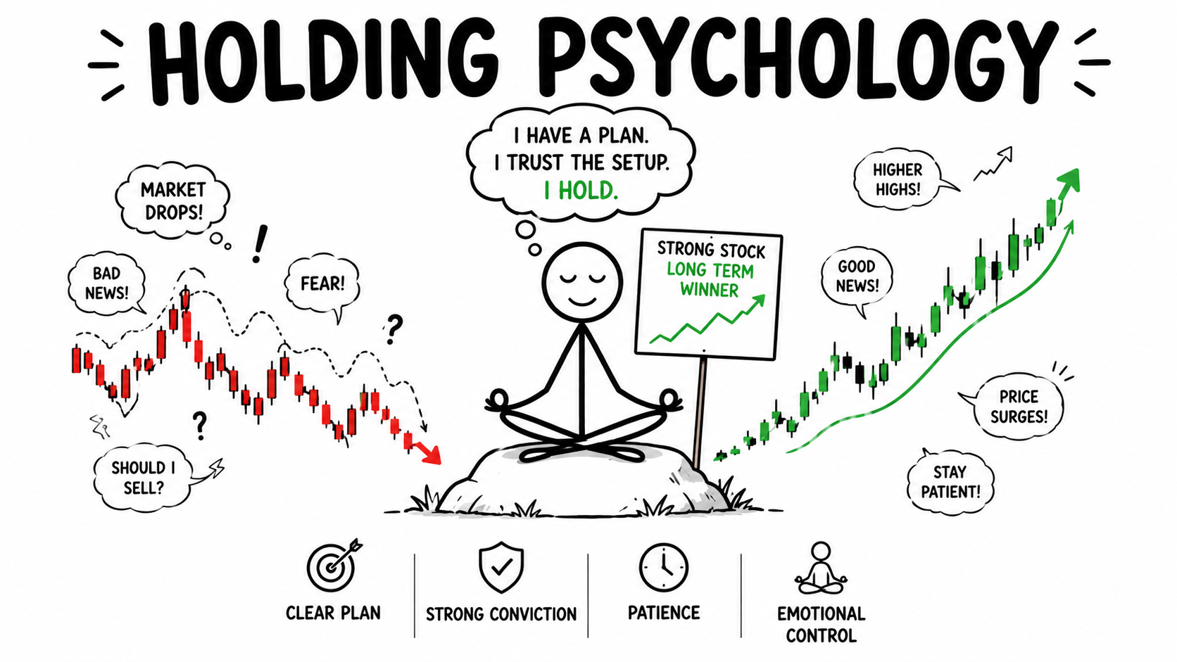 Swing Trading में Holding Psychology क्या होती है? Profit होने के बाद भी Trade को Hold कैसे करें?