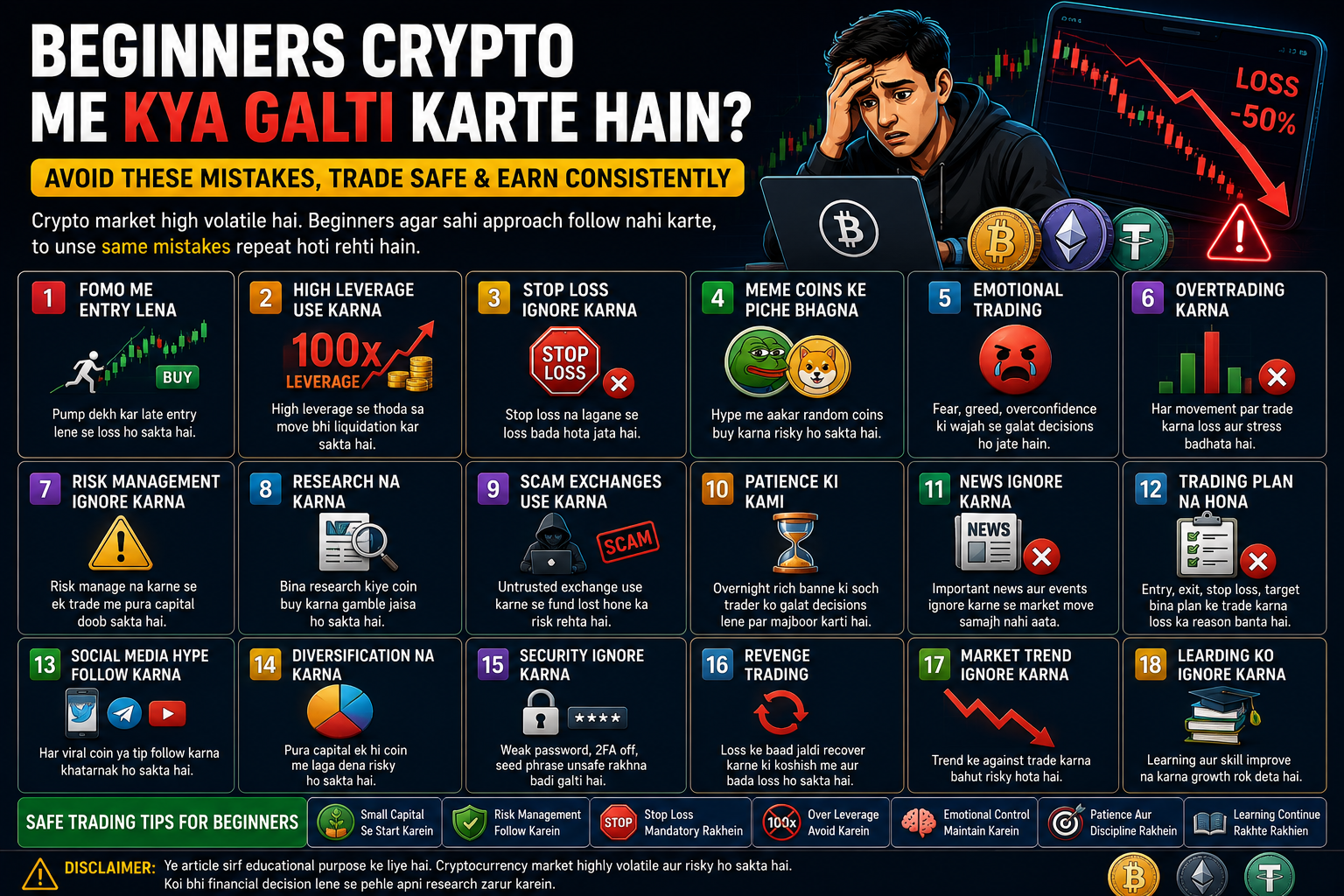 Beginners Crypto Me Kya Galti Karte Hain? Complete Beginner Guide 2026