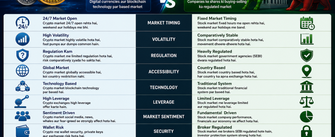 Crypto Aur Stock Market Me Difference Complete Beginner Guide 2026