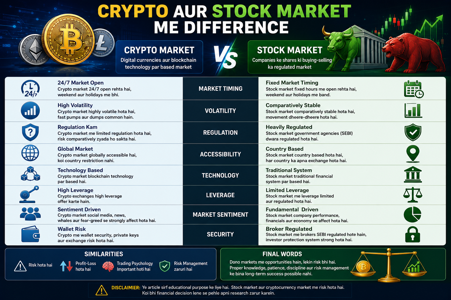 Crypto Aur Stock Market Me Difference Complete Beginner Guide 2026