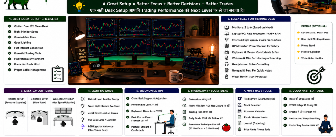 Trading के लिए Best Desk Setup क्या है? Productivity और Focus बढ़ाने के Practical Ideas